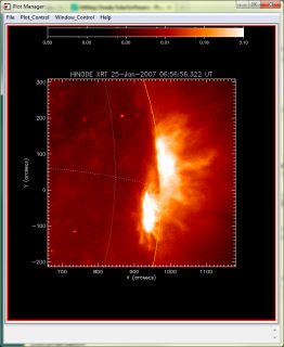 Figure 9. This figure shows PLOTMAN displaying an XRT image (January 25 2007 06:56:56) that has been pre-processed with default settings by the PrepServer